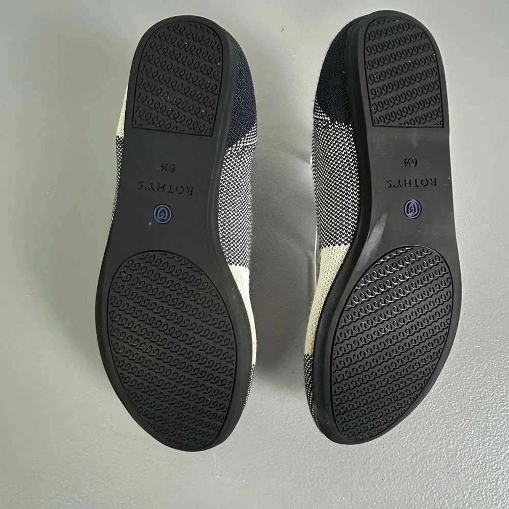 Rothy's Women's Black and Cream Patterned Flats size 6.5